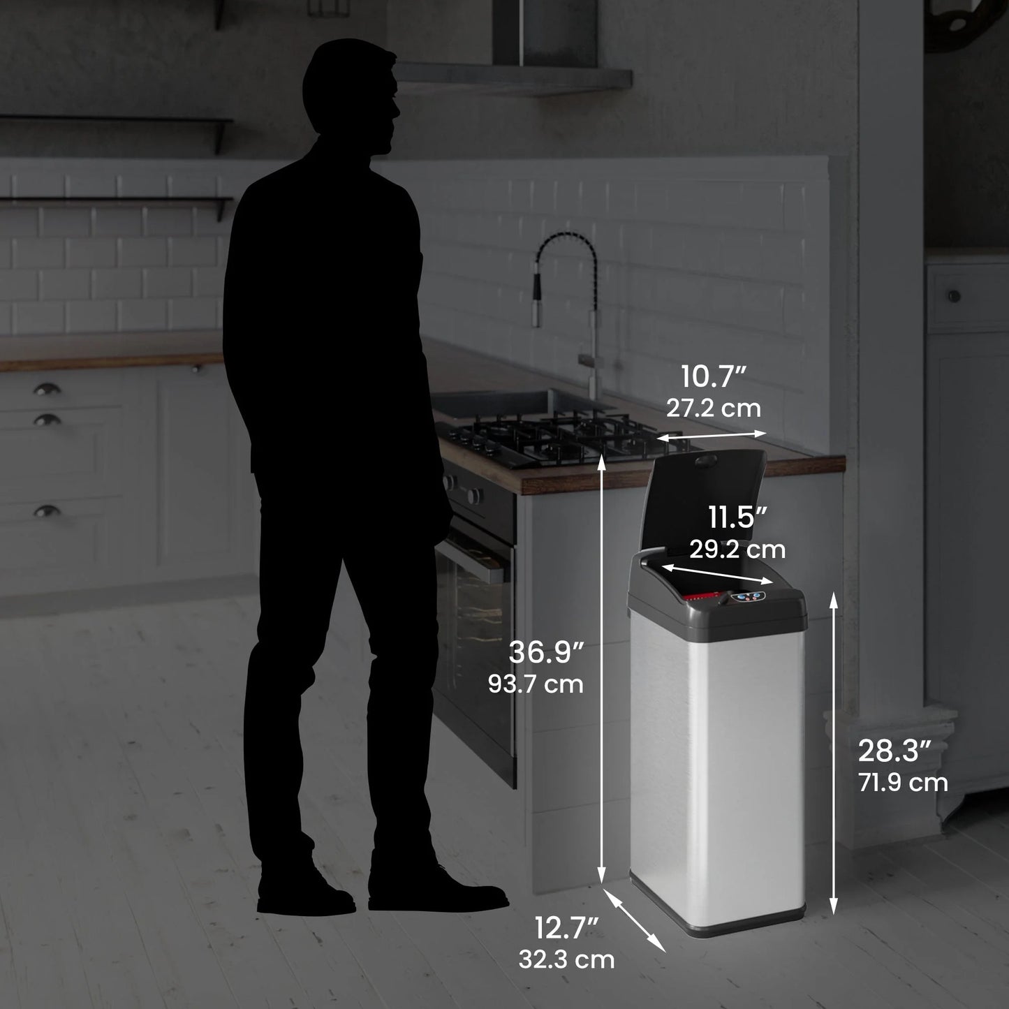 iTouchless 13 Gal Extra-Wide Stainless Steel Sensor Kitchen Trash Can