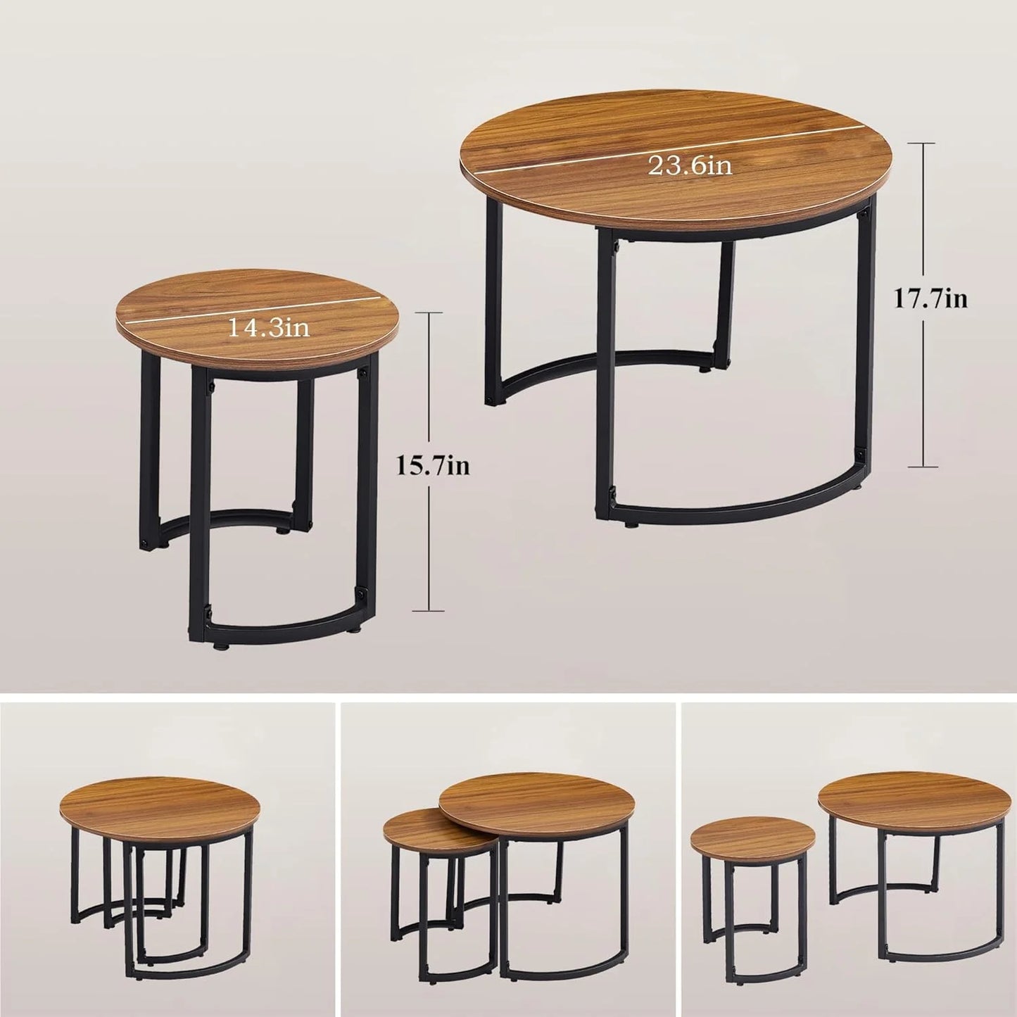 VECELO Nesting Coffee Table Set of 2