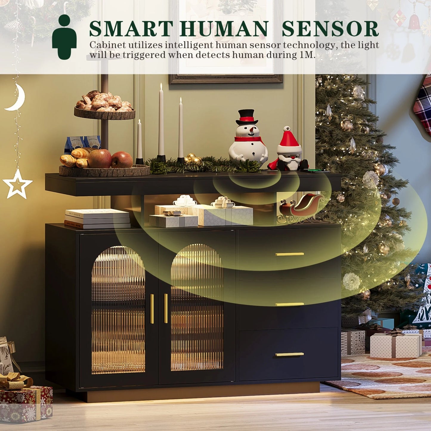 39''Wide Sideboard With LED Light - N/A