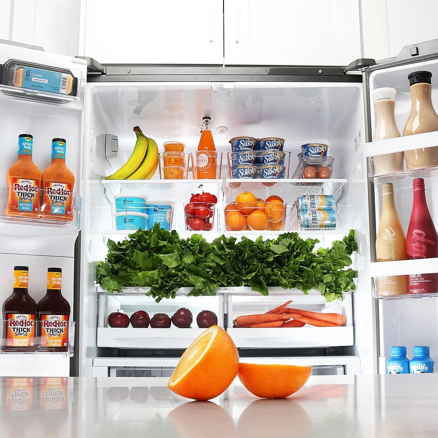 StorageBud Refrigerator Organizer Bins - Stackable Fridge Storage Containers - 14 Piece Set
