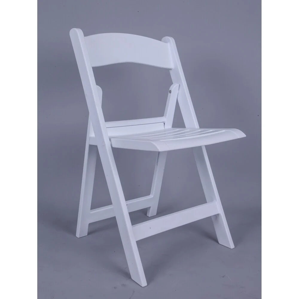 Nexus Resin Folding Chair with Slatted Seat- White