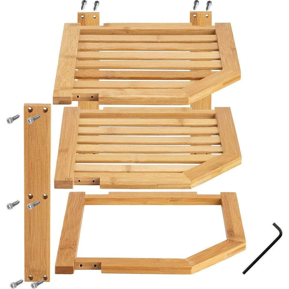 Bambusi Corner Kitchen Storage Shelf for Organizing Plates and Bowls
