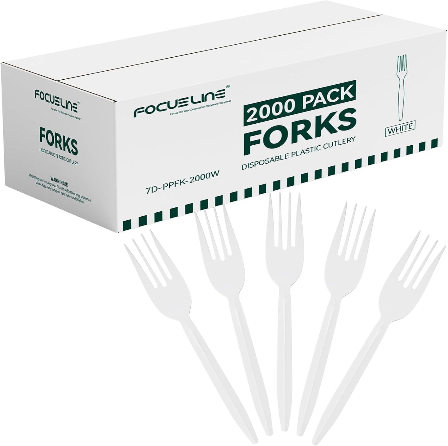 FOCUSLINE 2000 Pack White Disposable Sporks, Heat Resistant Plastic Sporks Bulk, Plastic Silverware for Take out Restaurants, Parties, Picnics, Travel & Any Events