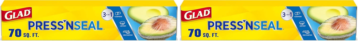 Glad Press'N Seal Food Plastic Wrap, 70 Square Foot Roll (Package May Vary)