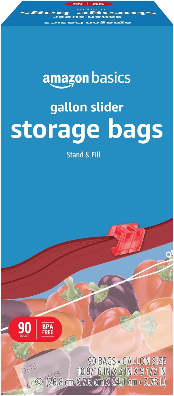 Amazon Basics Slider Quart Food Storage Bags, BPA Free, 120 Count (Previously Solimo)