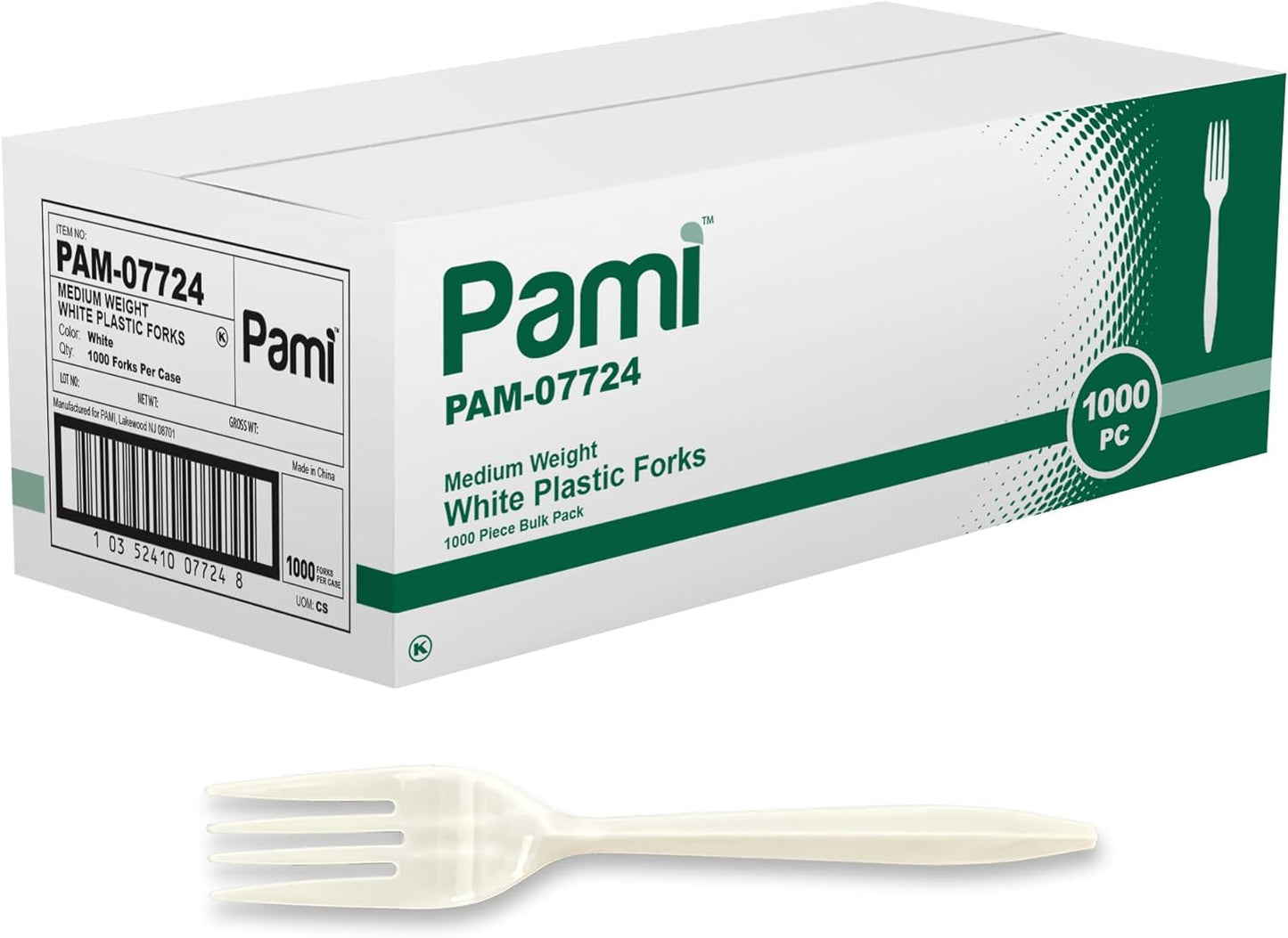 PAMI Bulk Plastic Spoons 1000 Count Disposable Medium Weight Sturdy Cutlery for Parties and Catering (Teaspoons Teaspoons White)