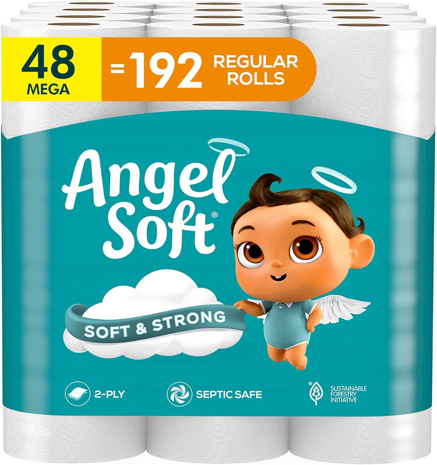 Angel Soft Toilet Paper, 18 Mega Rolls = 72 Regular Rolls, Soft and Strong Toilet Tissue