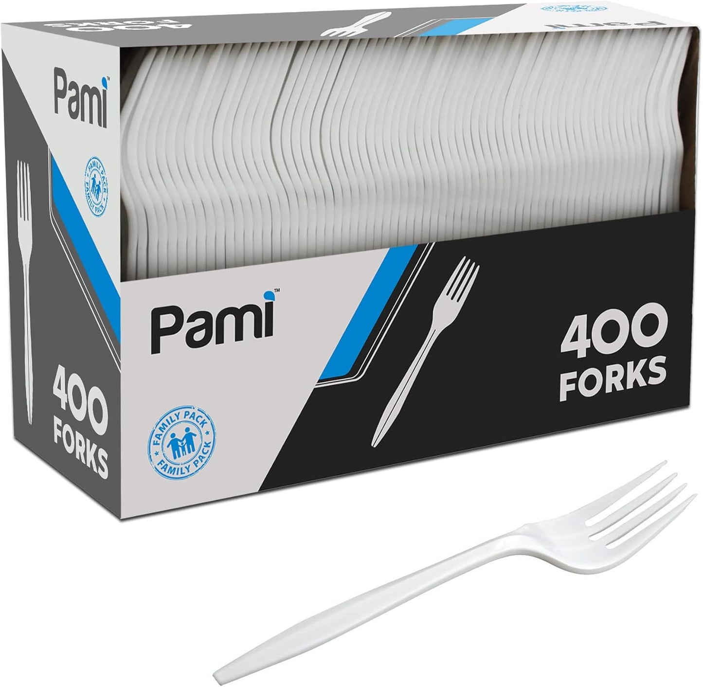 PAMI 400-Pack Medium Weight Disposable Plastic Teaspoons, Bulk Utensils for Parties, Weddings, Catering, Plastic Forks in Bulk Available (Teaspoons White)