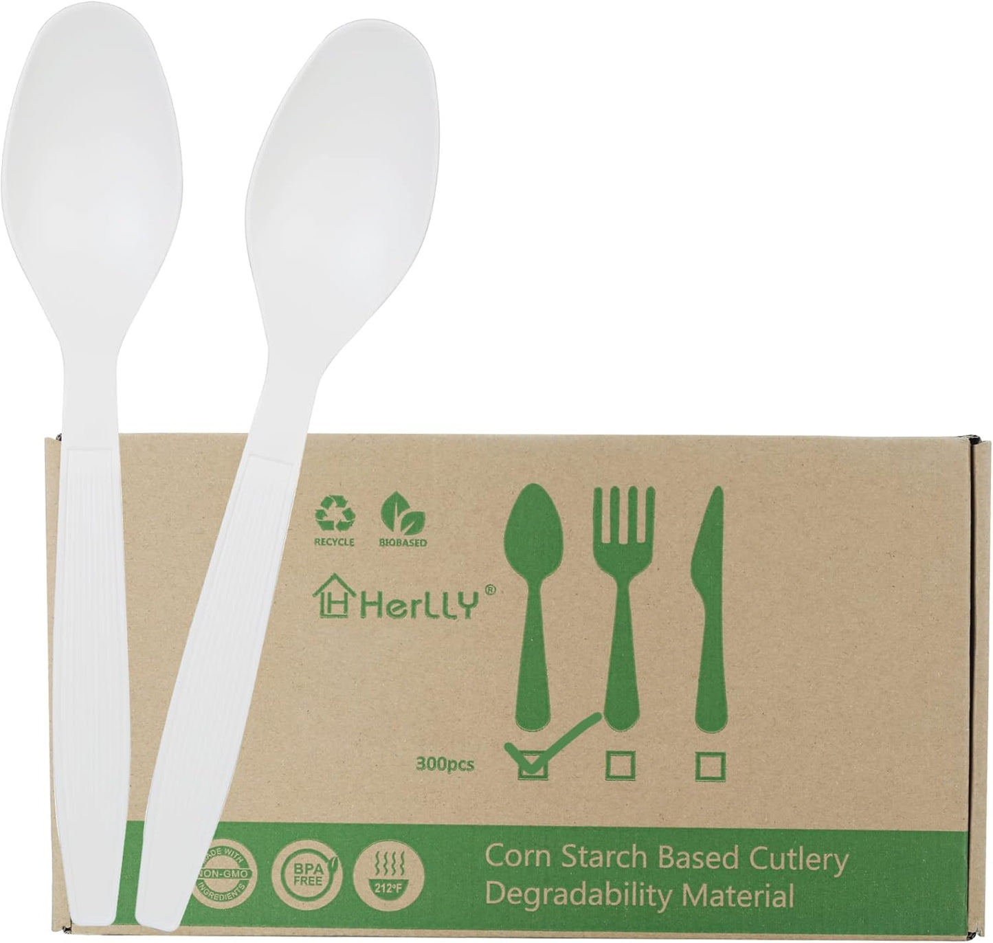 Compostable Fork,100 Biodegradable Silverware for Party,Large Disposable Utensils Eco Friendly Durable and Heat Resistant,Alternative to Plastic Fork