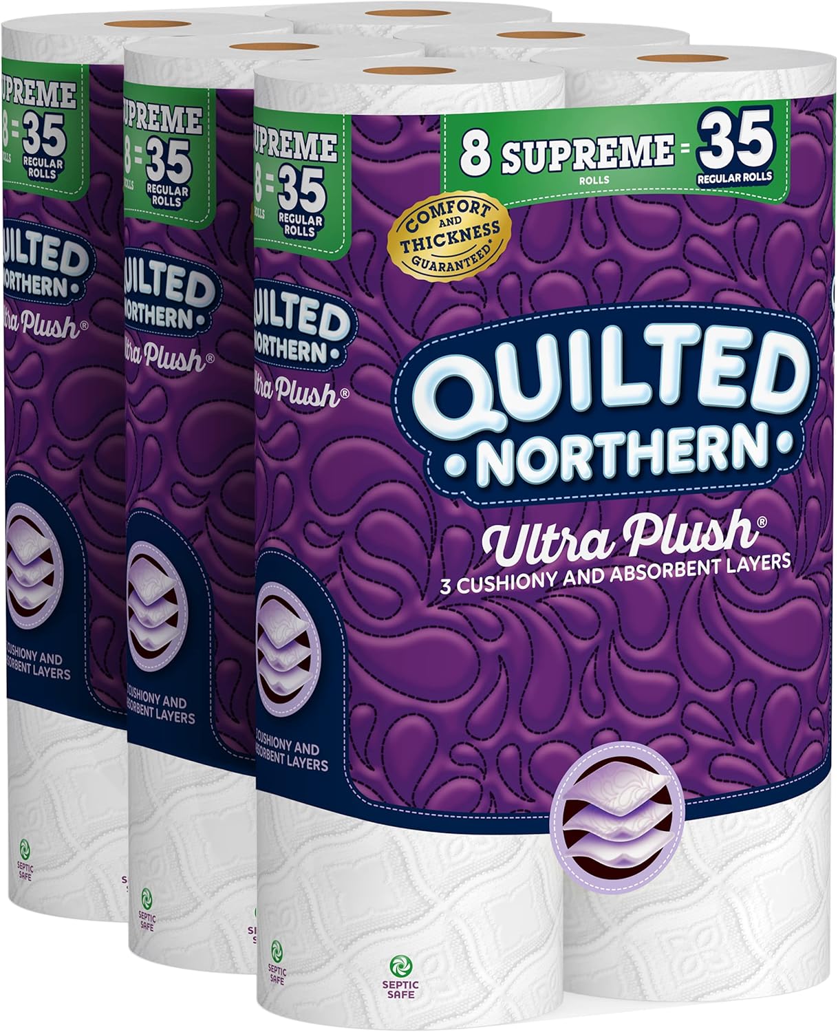 Quilted Northern Ultra Plush Toilet Paper, 24 Mega Rolls = 96 Regular Rolls, 3X Thicker*, 3 Ply Soft Toilet Tissue
