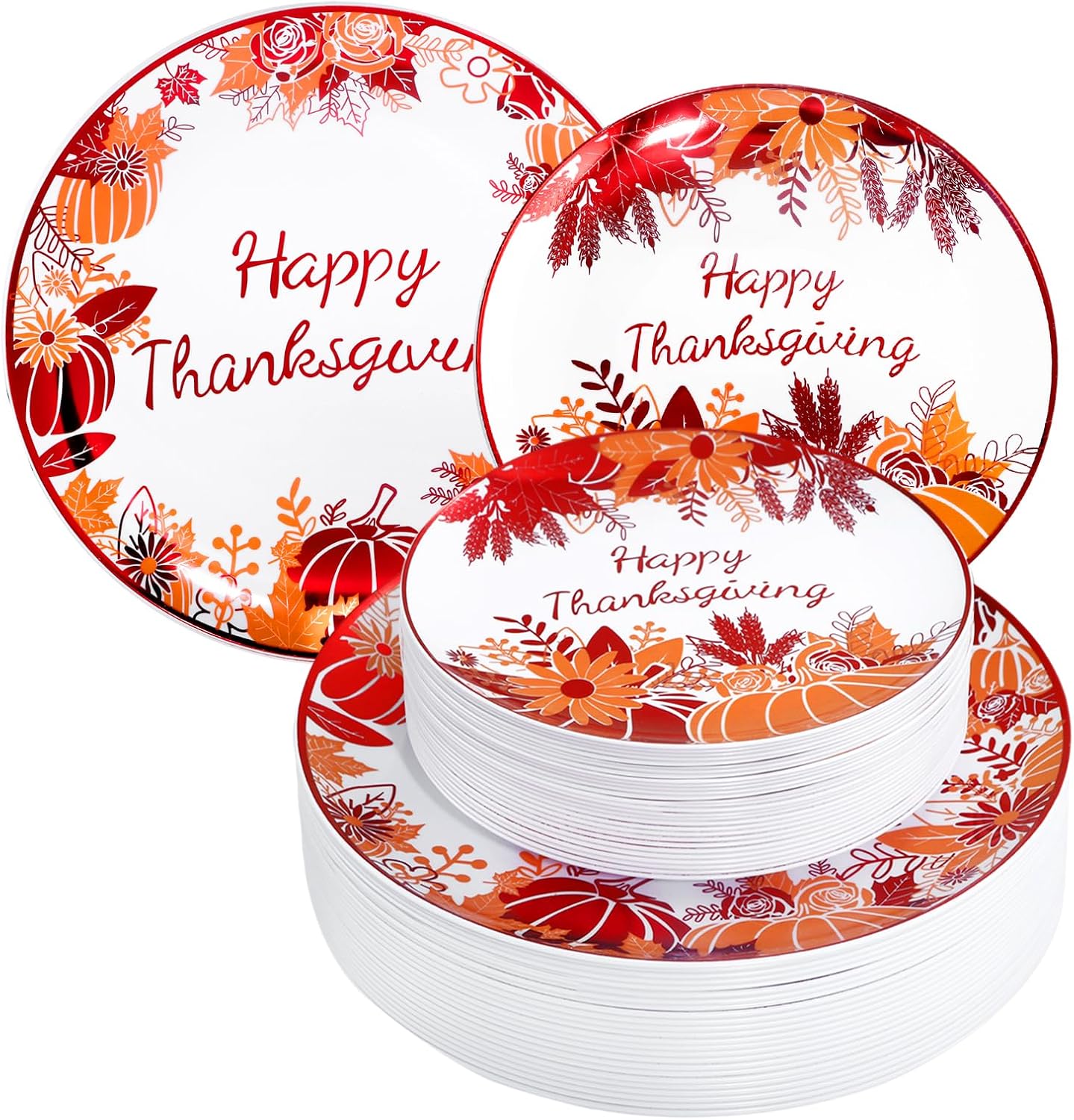 Rubtlamp 60Pcs Clear Plastic Plates,Clear Disposable Plates With Gold Rim,Heavy-duty Gold Plates,Hammered Party Plates Include 30Clear Dessert-Platos,30Dinner-Platos for Wedding, Party