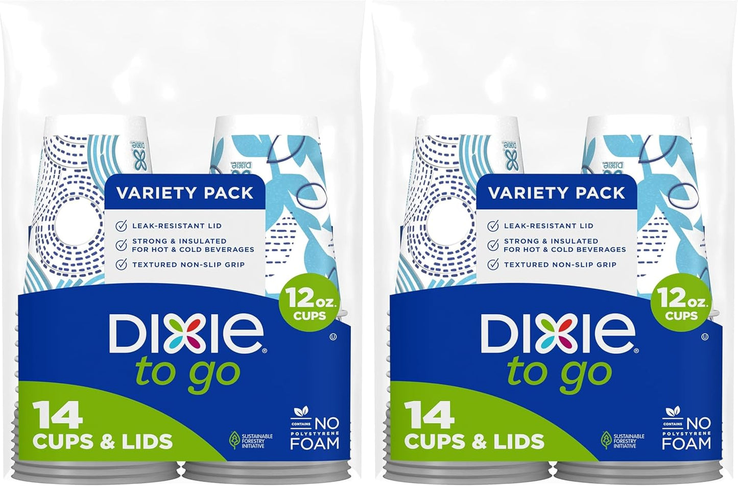 Dixie To Go Paper Coffee Cups With Lids, 12 oz, 156 ct, Disposable Insulated Paper Cups for On-The-Go Hot or Cold Beverages