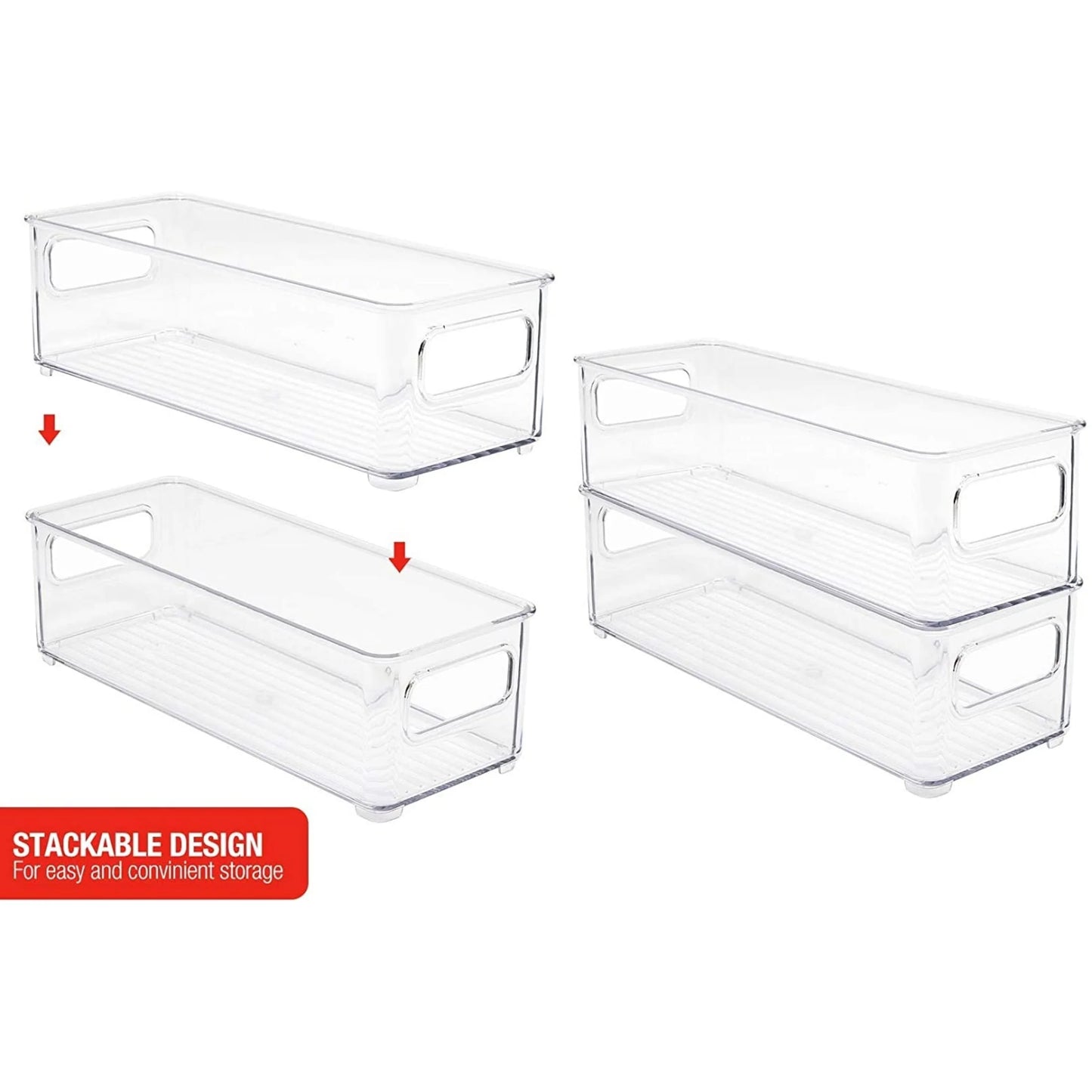 Plastic Storage Bins Stackable Clear Pantry Organizer Box Containers