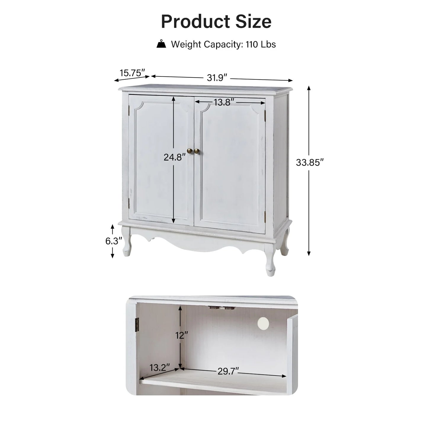 Pallantium 34"Tall-2 Door Farmhouse Style Accent Cabinet by HULALA HOME