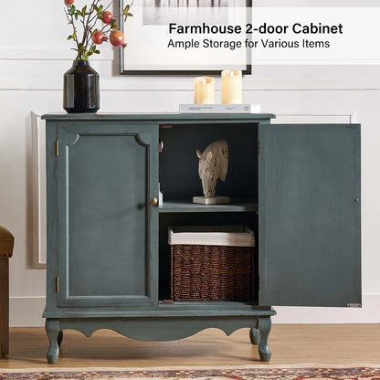 Pallantium 34"Tall-2 Door Farmhouse Style Accent Cabinet by HULALA HOME