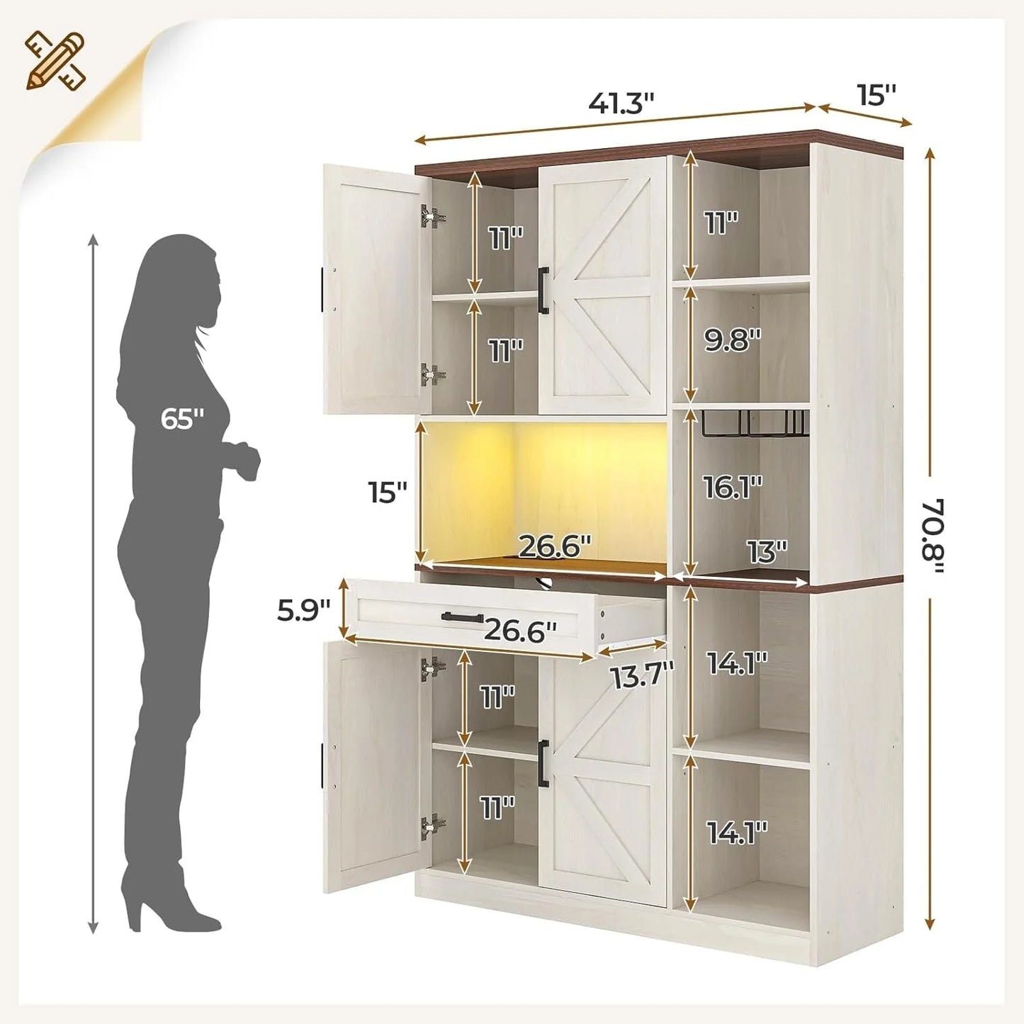 Farmhouse Kitchen Storage Cabinet Pantry Cabinet Home Bar