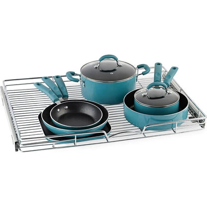 Pull Out Cabinet Drawer Organizer, Heavy Duty- Steel Metal- Chrome Finish