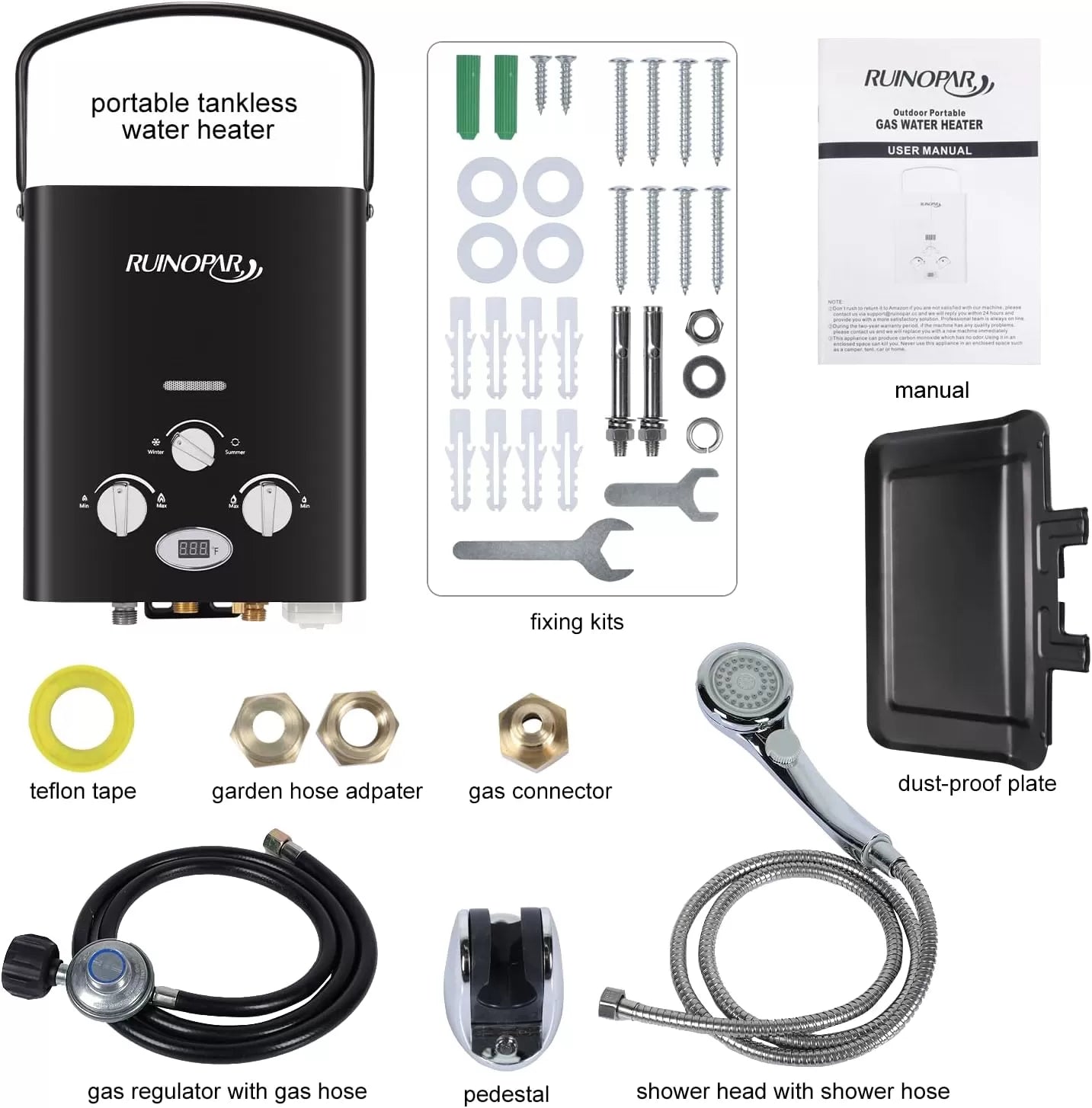 Portable Water Heater Propane Tankless - 6L 1.58GPM RV on demand Hot Gas Outdoor Digital Display Water Heater for Camping ,Boat,Cabins