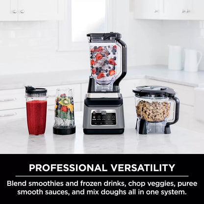 Mega Kitchen System, 72 oz. Pitcher, 8-Cup Food Processor, 16 oz. Single Serve Cup, 1500-Watt, Black