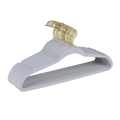 Simplify 25 Pack Slim Velvet Gold Hook Hangers - 17.7" x 9"