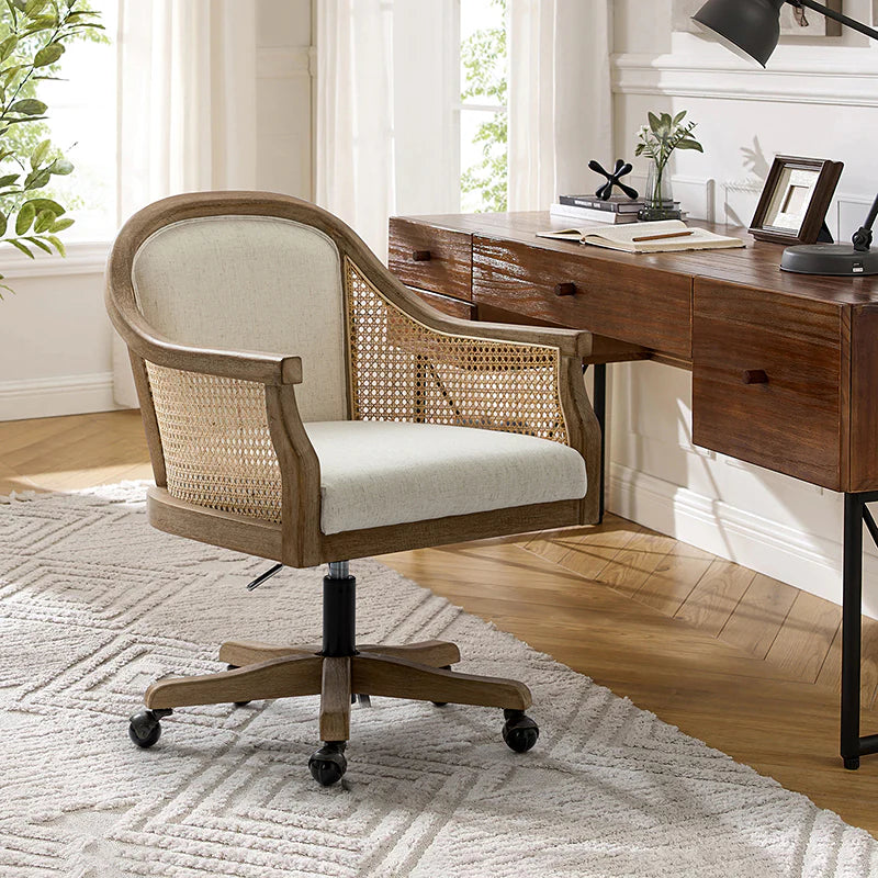 Audrey Task Accent Chair with Rattan Arms