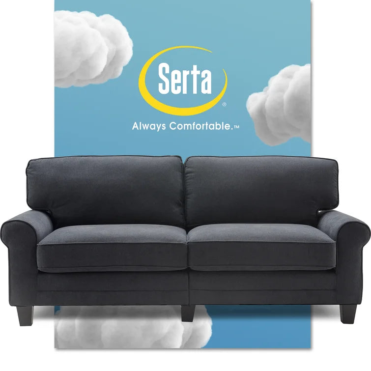 Serta Copenhagen 78" Sofa Couch for Two People with Pillowed Back Cushions and Rounded Arms