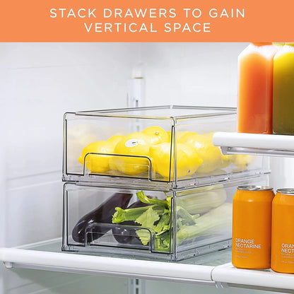 Sorbus Fridge Drawers - Clear Stackable Pull Out Refrigerator Organizer Bins 2 Pack, Medium