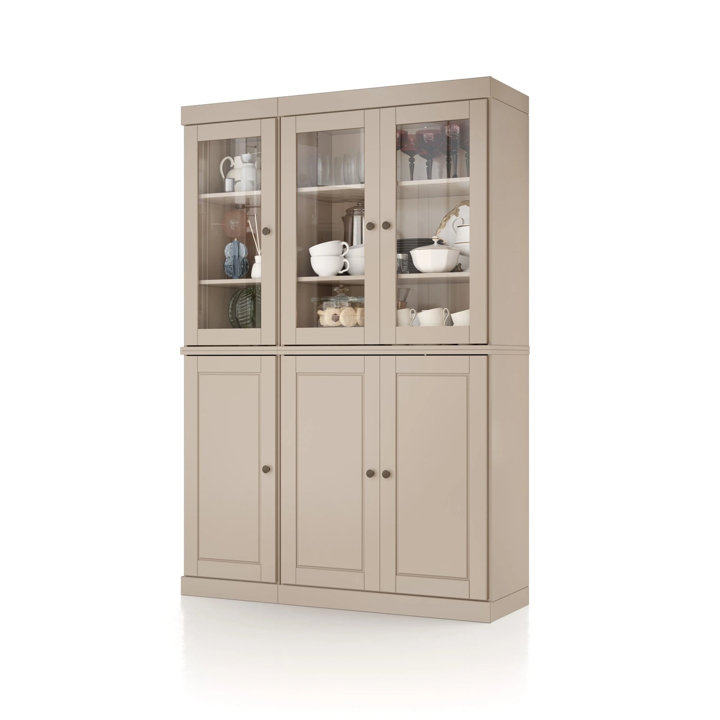 Palace Imports 100% Solid Wood China Pantry with Glass or Solid Wood Doors and 2-Drawers - 48.5" x 71.5"