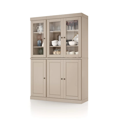 Palace Imports 100% Solid Wood China Pantry with Glass or Solid Wood Doors and 2-Drawers - 48.5" x 71.5"