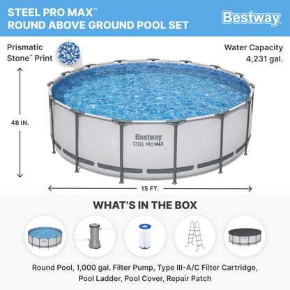 Bestway Steel Pro MAX Round Above Ground Swimming Pool Outdoor