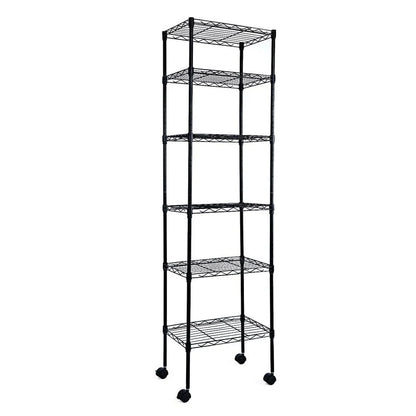 6-Tier Steel Wire Shelving with Wheels Adjustable Storage Units