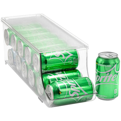 Sorbus Soda Can Organizer for Refrigerator Can Holder with Lid, Holds 12 Cans, BPA-Free, Clear Design