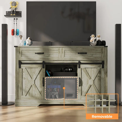 Royalcraft 51.96 Inch Bar Cabinet with Wine Rack and Large Storage
