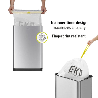 50 Liter / 13.2 Gallon Touchless Rectangular Motion Sensor Trash Can, Brushed Stainless Steel Finish