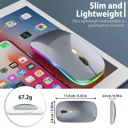 [Upgrade] LED Wireless Mouse, Slim Silent Mouse 2.4G Portable Mobile Optical Office Mouse with USB & Type-c Receiver, 3 Adjustable DPI Levels for Notebook, PC, Laptop, Computer, MacBook (Pink)