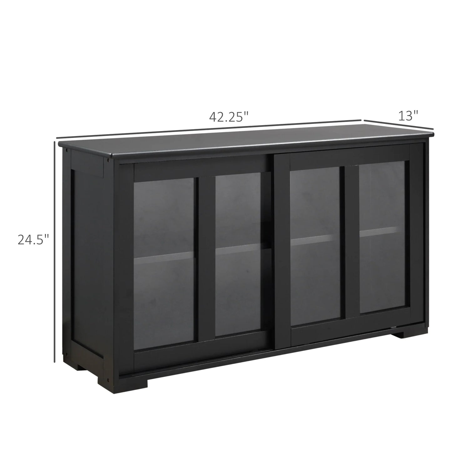 HOMCOM Modern Kitchen Sideboard, Stackable Storage Cabinet, Sliding Glass Door Console, Cupboard Serving Buffet for Kitchen