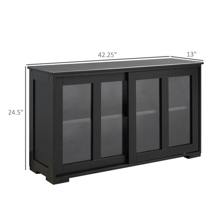 HOMCOM Modern Kitchen Sideboard, Stackable Storage Cabinet, Sliding Glass Door Console, Cupboard Serving Buffet for Kitchen
