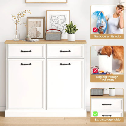 Kitchen Tilt Out Trash Can Cabinet with Drawer