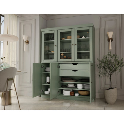Palace Imports 100% Solid Wood China Pantry with Glass or Solid Wood Doors and 2-Drawers - 48.5" x 71.5"