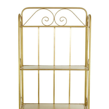 Metal Scroll Indoor Outdoor Tall Folding 5 Shelves Bakers Rack - Gold or White - Roche River Decor