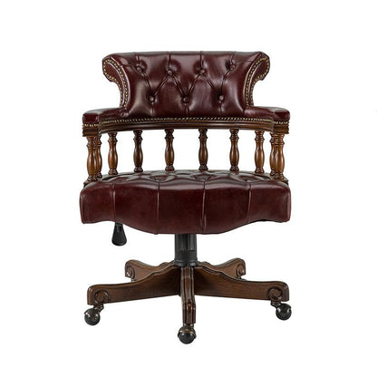 Genuine Leather Chesterfield Captains Wood Executive Office Chair