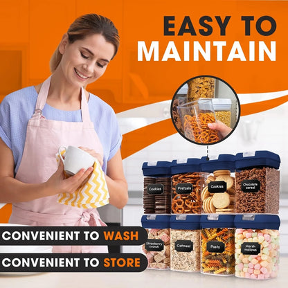 Cheer Collection Set of 8 Uniform Size Airtight Food Storage Containers