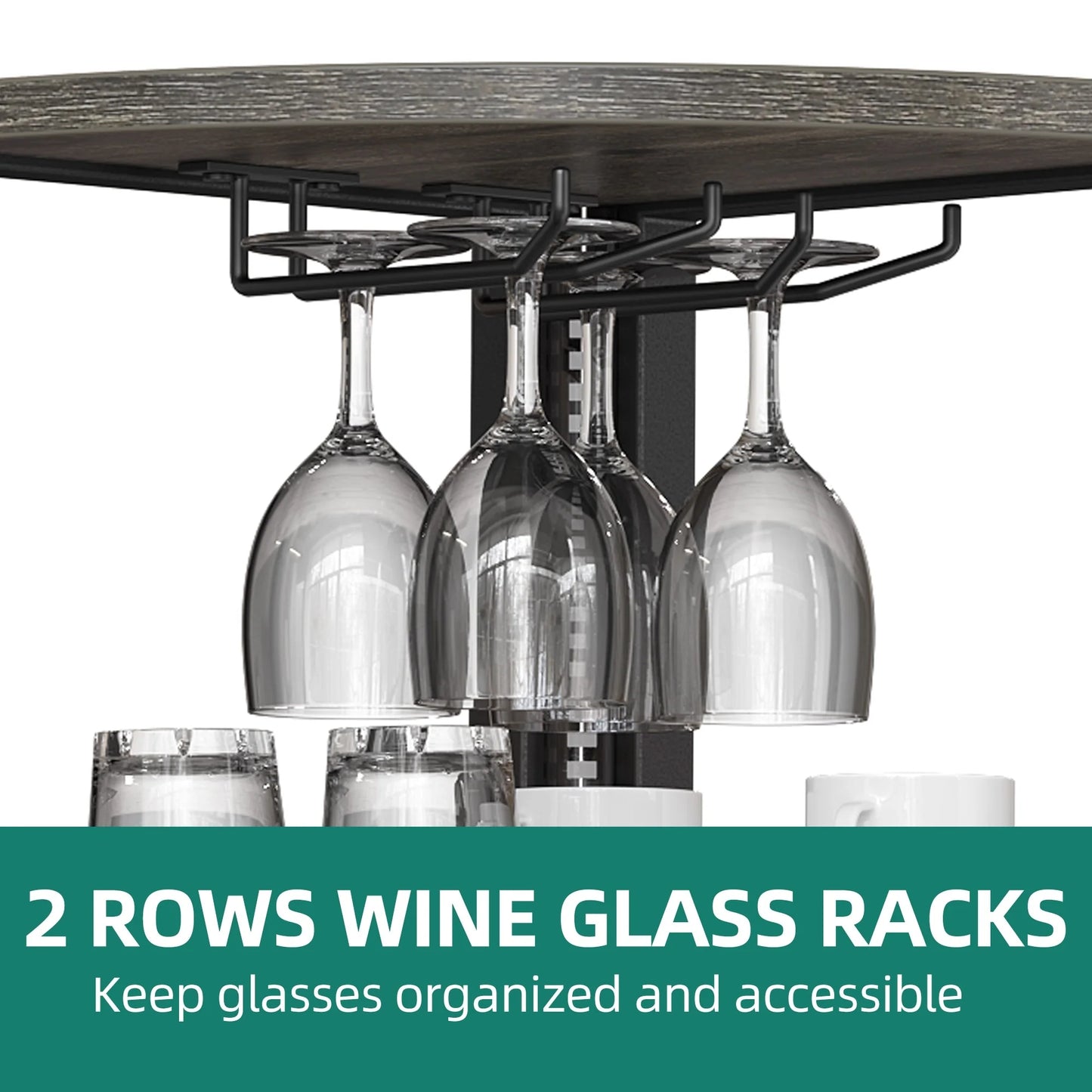 Moasis Freestanding Corner Wine Rack with Glass Holder and Storage Shelf