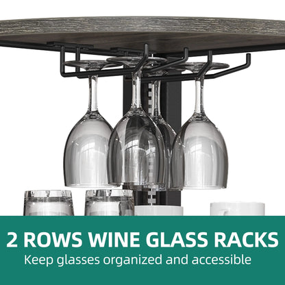 Moasis Freestanding Corner Wine Rack with Glass Holder and Storage Shelf