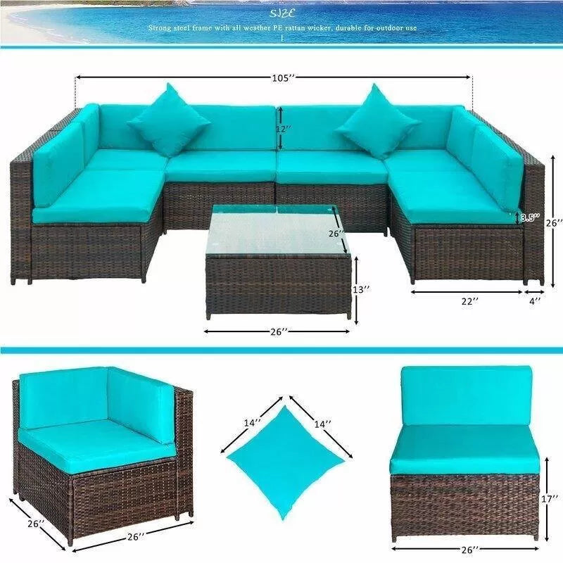 Sondra Wicker/Rattan 6 - Person Seating Group with Cushions