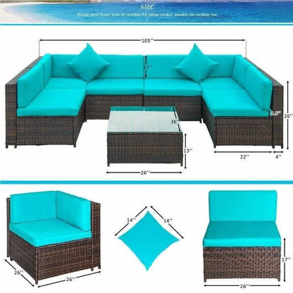 Sondra Wicker/Rattan 6 - Person Seating Group with Cushions