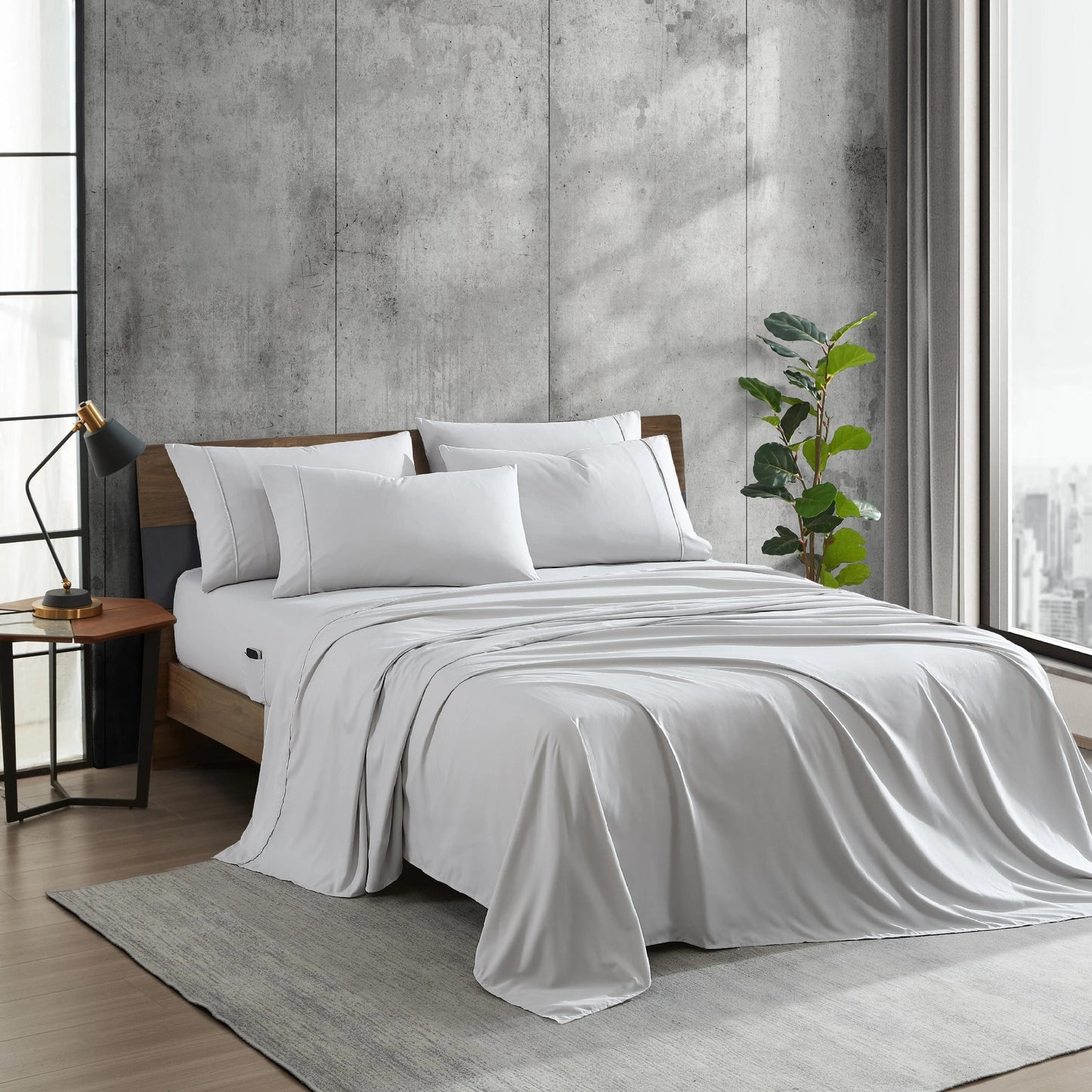 Kenneth Cole Solution Recyled Polyester Solid Bonus Sheet Set
