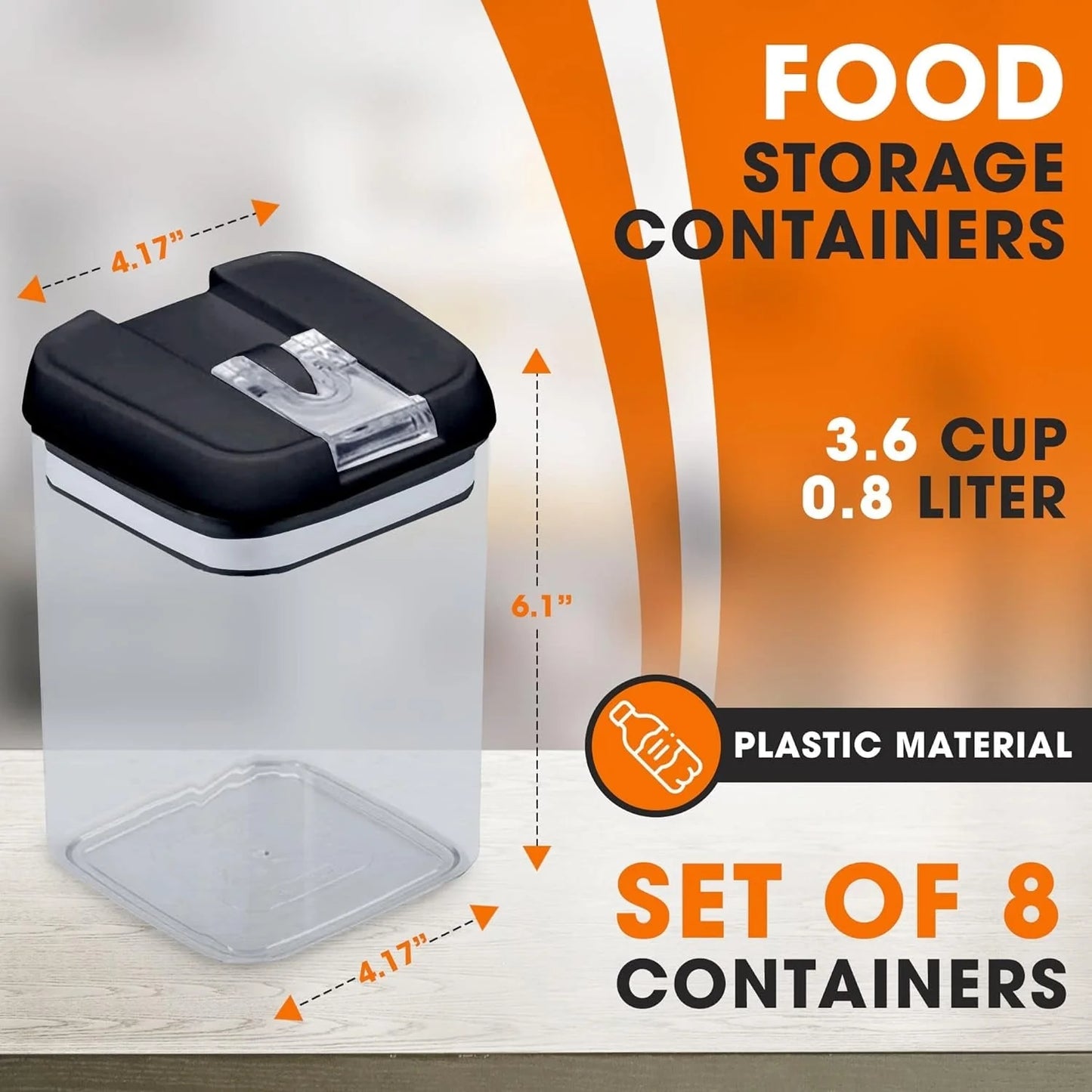 Cheer Collection Set of 8 Uniform Size Airtight Food Storage Containers