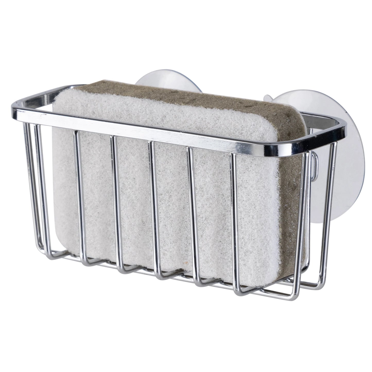Simply Kitchen Details Silvertone Chrome Iron Suction-mount Sponge Holder - 5.5" x 2.0" x 2.5"
