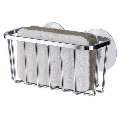Simply Kitchen Details Silvertone Chrome Iron Suction-mount Sponge Holder - 5.5" x 2.0" x 2.5"